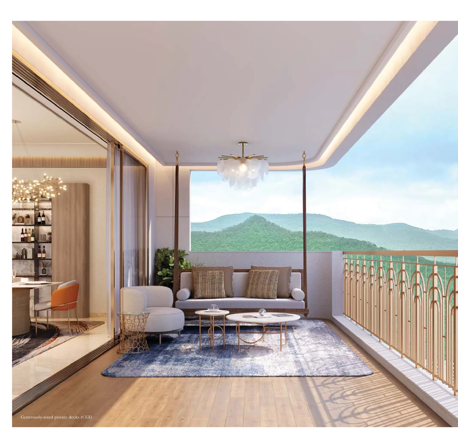 Living room with deck – Lodha Sylvan